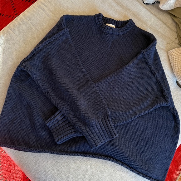 DISSH Roy Oversized Navy Blue Crew Neck Sweater - Picture 4 of 7